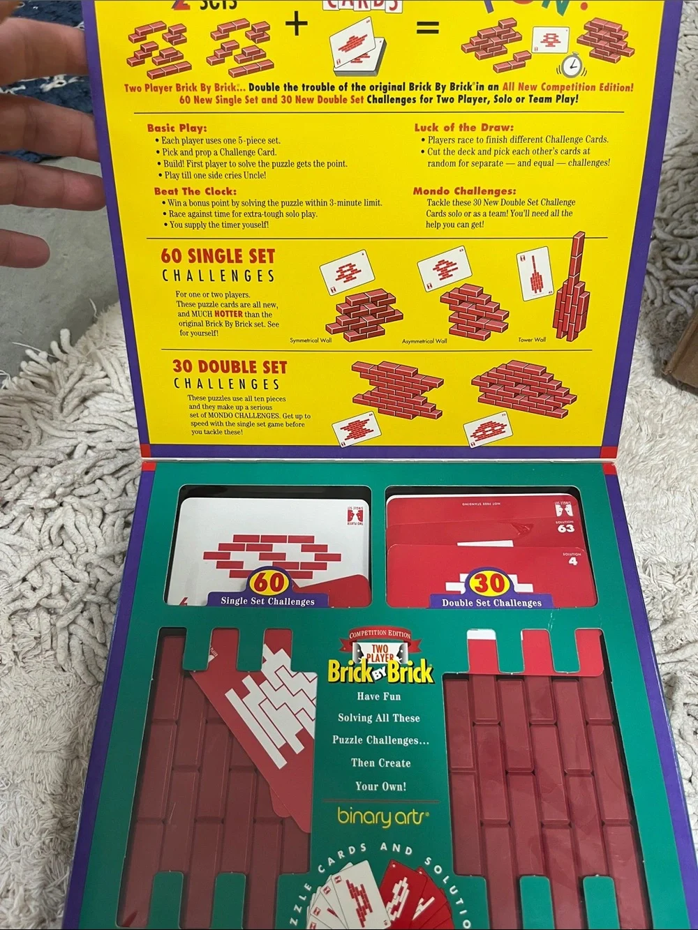 Two Player Brick by Brick Board Game - Bright Teal & Purple Box